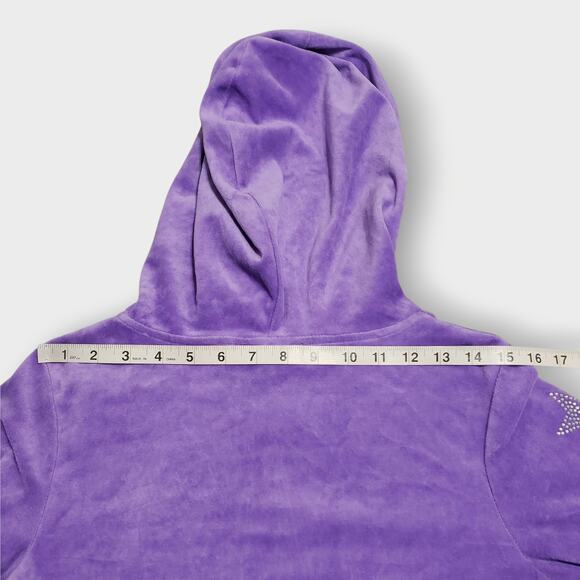 Dolls Kill x Winx Club Purple Velour Rhinestone Crop Baby Hoodie Sz XS Y2K Bling - Picture 9 of 10